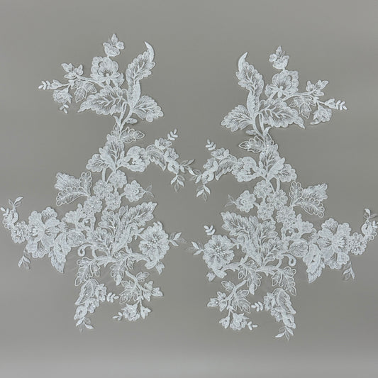 LY82456 Raised Stem Stitch Floral Appliqué | for Wedding Dress & Couture DIY | 48x26cm