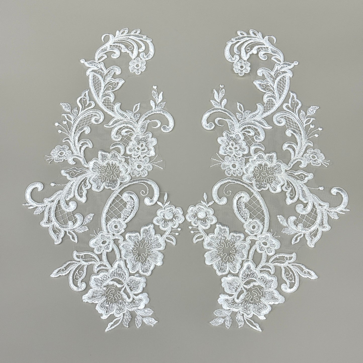 LY82457 Raised Stem Stitch Floral Appliqué | for Wedding Dress & Couture DIY | 41x20cm