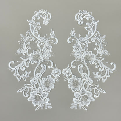 LY82457 Raised Stem Stitch Floral Appliqué | for Wedding Dress & Couture DIY | 41x20cm