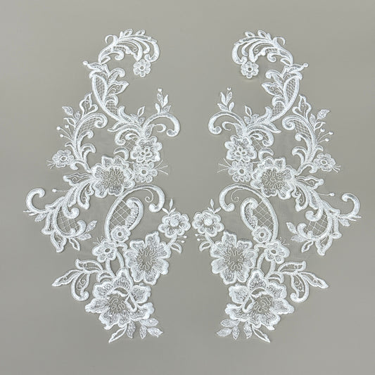 LY82457 Raised Stem Stitch Floral Appliqué | for Wedding Dress & Couture DIY | 41x20cm