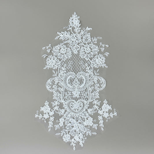 LY82461 Raised Stem Stitch Floral Appliqué | for Wedding Dress & Couture DIY | 42x22cm