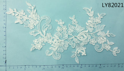 LY82021 Raised Stem Stitch Floral Appliqué | for Wedding Dress & Couture DIY | 31x17cm