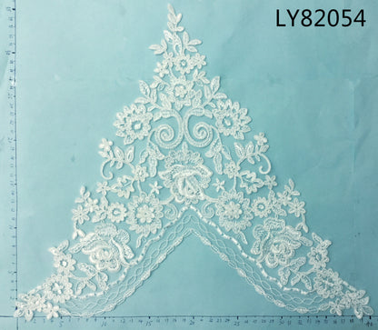 LY82054 Raised Stem Stitch Central Lace | for Wedding Dress & Couture DIY | 41x36cm
