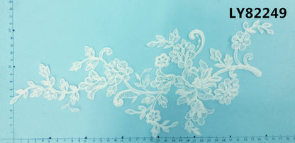 LY82249 Raised Stem Stitch Floral Appliqué | for Wedding Dress & Couture DIY | 37x17cm