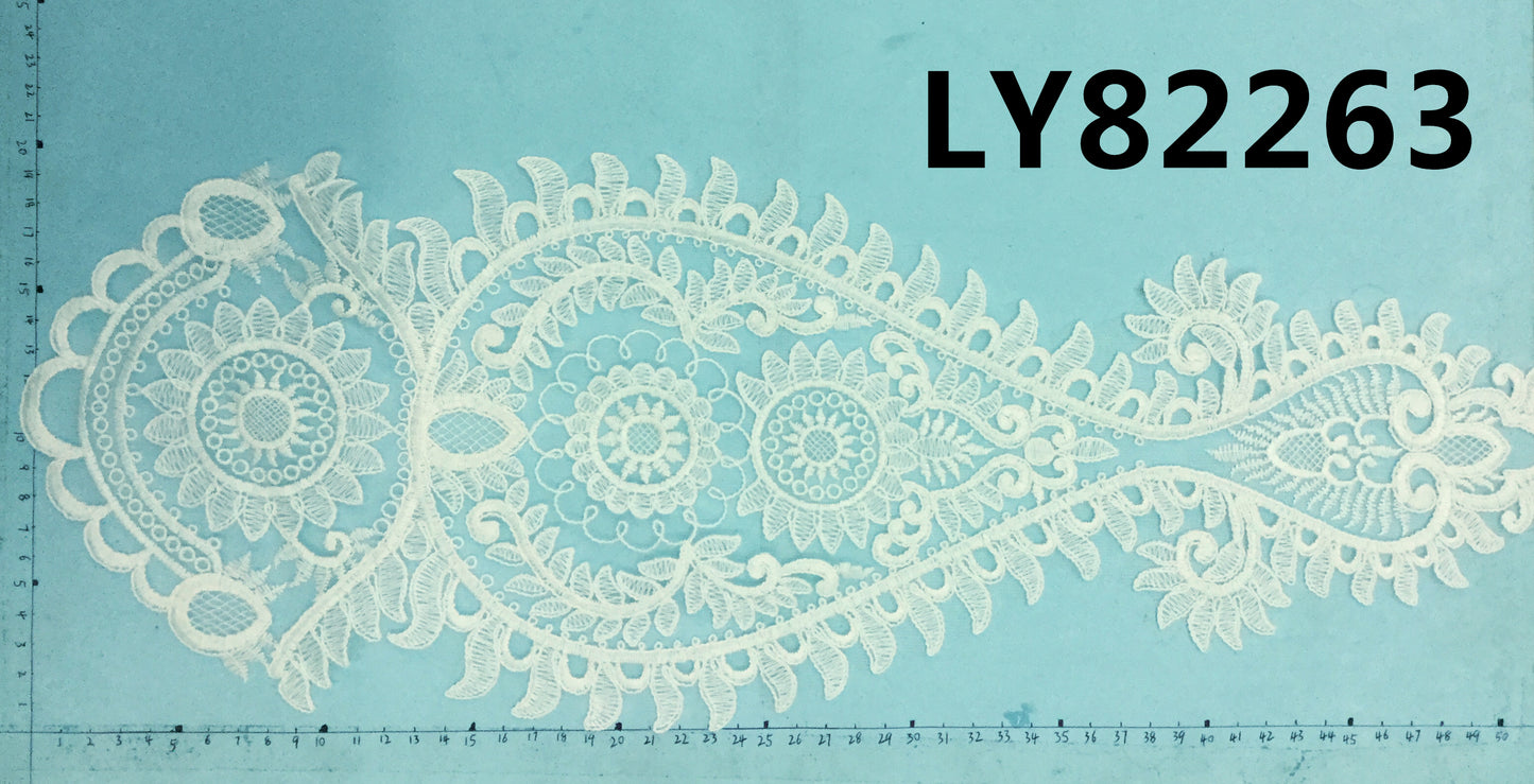LY82263 Raised Stem Stitch Floral Appliqué | for Wedding Dress & Couture DIY | 53x20cm
