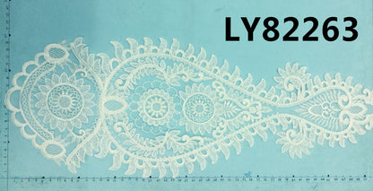 LY82263 Raised Stem Stitch Floral Appliqué | for Wedding Dress & Couture DIY | 53x20cm