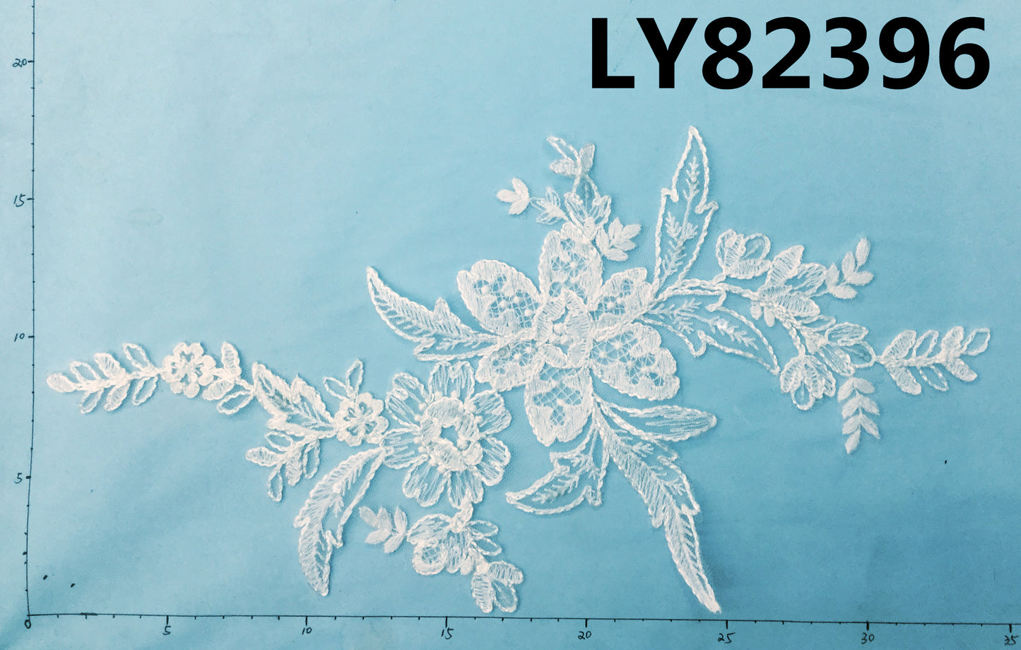 LY82396 Raised Stem Stitch Floral Appliqué | for Wedding Dress & Couture DIY | 35x19cm