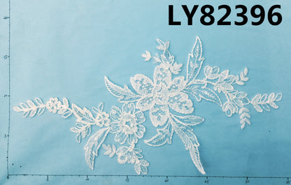 LY82396 Raised Stem Stitch Floral Appliqué | for Wedding Dress & Couture DIY | 35x19cm