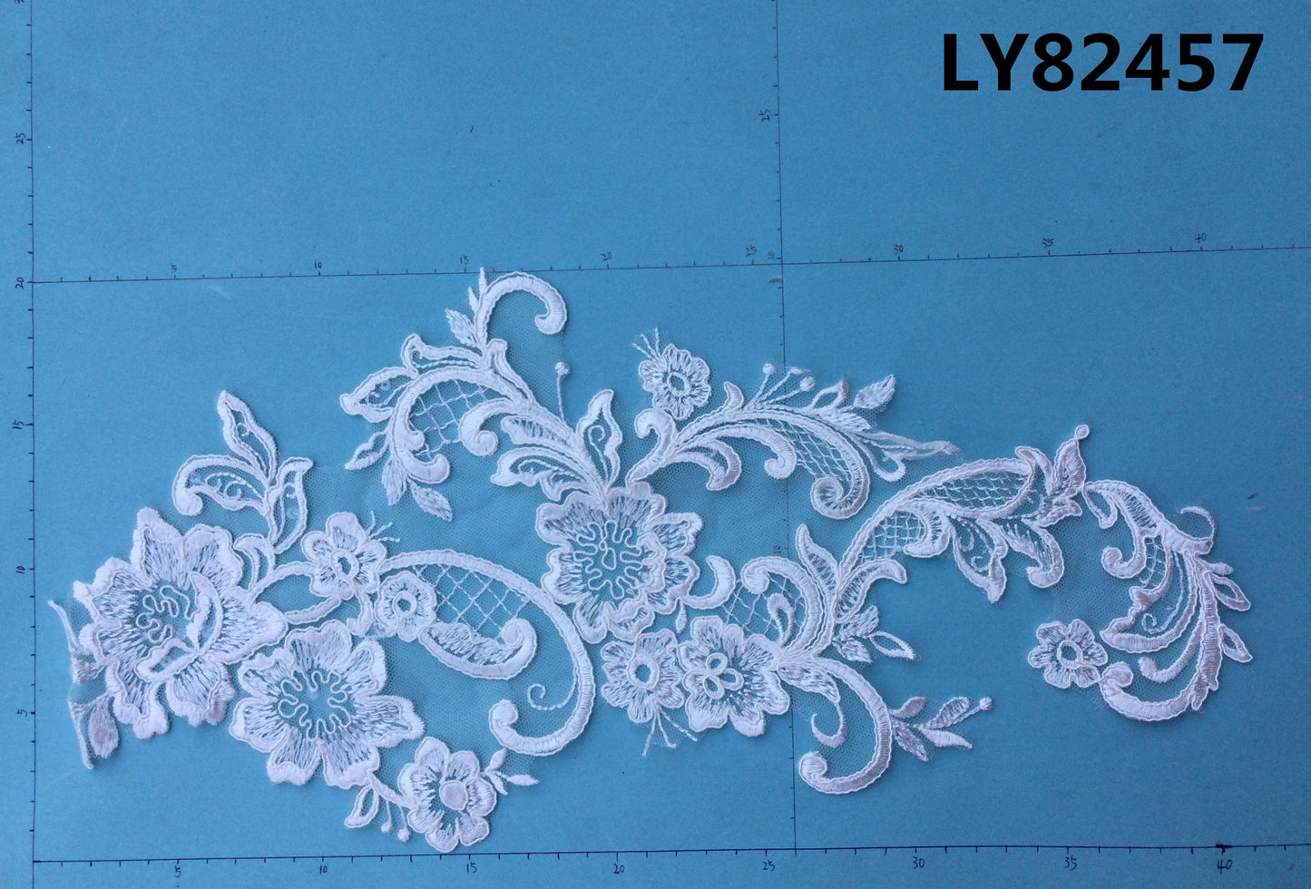 LY82457 Raised Stem Stitch Floral Appliqué | for Wedding Dress & Couture DIY | 41x20cm