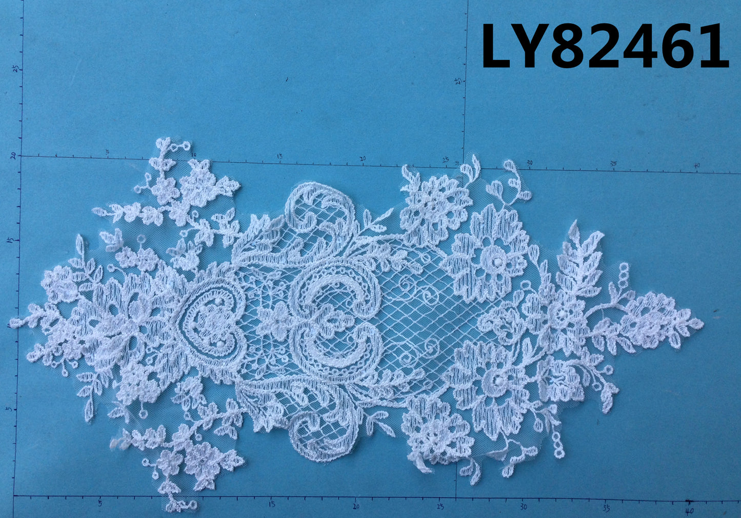 LY82461 Raised Stem Stitch Floral Appliqué | for Wedding Dress & Couture DIY | 42x22cm