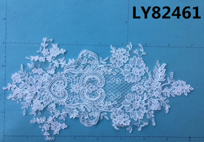 LY82461 Raised Stem Stitch Floral Appliqué | for Wedding Dress & Couture DIY | 42x22cm
